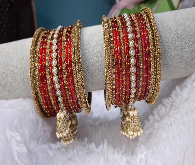 Red jhumka bangle set 2.6